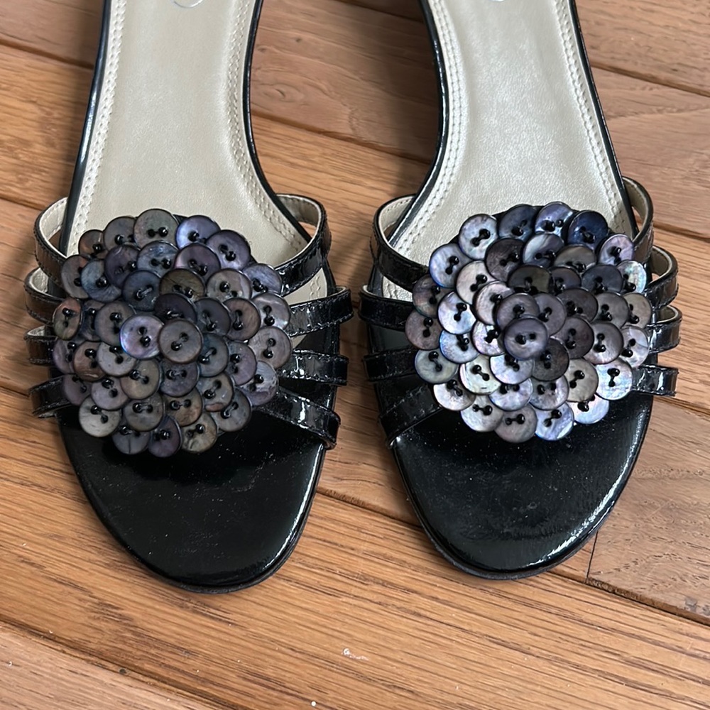 Nwot - Talbots Slip-On, Black W/Abalone Button De… - image 3